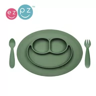 Miseczki i talerzyki dla dzieci - EZPZ Komplet naczyń silikonowych Mini Feeding Set oliwkowy - miniaturka - grafika 1