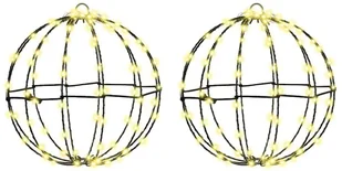 vidaXL Piłka z 192 diodami LED 2 pcs Ciepła biel 30 cm Metal - Ozdoby bożonarodzeniowe - miniaturka - grafika 1