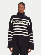 Swetry damskie - LOLA CASADEMUNT Golf LF2511026 Granatowy Loose Fit - miniaturka - grafika 1