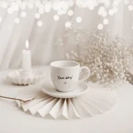 Filiżanki - Filiżanka 100 ml espresso ze spodkiem - Dzień dobry! ZŁOTE SERCE - miniaturka - grafika 1