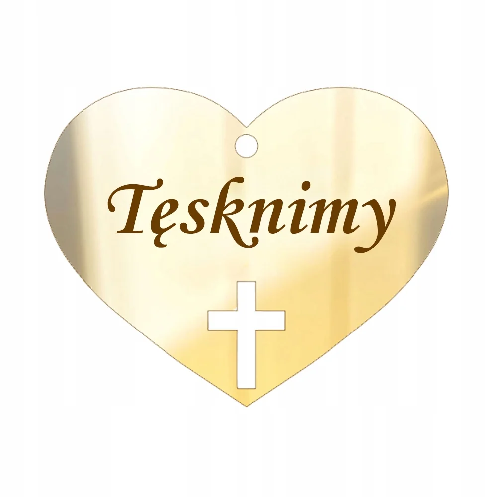 ZAWIESZKA NA ZNICZ TĘSKNIMY ZŁOTE SERCE NA CMENTARZ PLEXI ZŁOTA