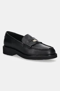 Tommy Hilfiger mokasyny skórzane CREST SQUARISH TOE PENNY LOAFER damskie kolor czarny na płaskim obcasie FW0FW08633 - Mokasyny damskie - miniaturka - grafika 1