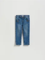 Spodnie i spodenki dla dziewczynek - Reserved - Jeansy slim z haftem - niebieski - miniaturka - grafika 1