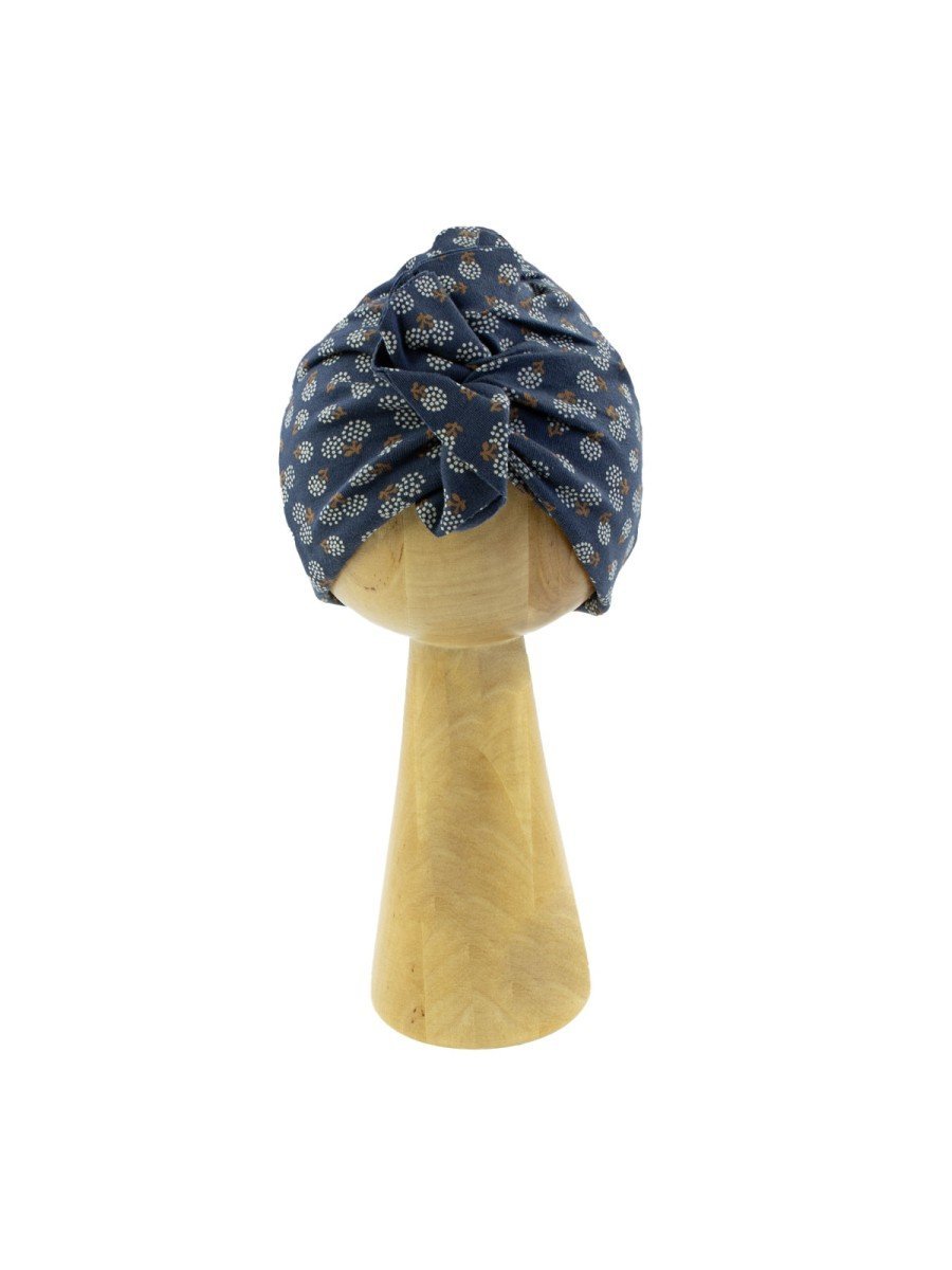 Niemowlęca czapka turban kwiatki granatowy Nicol,r.56/62