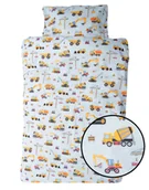 Pościel dla dzieci - Pościel dziecięca 200x160 chłopięca Koparki budowa żółte na szarym tle - miniaturka - grafika 1