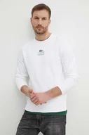 Bluzy męskie - Lacoste bluza bawełniana męska kolor biały z nadrukiem - miniaturka - grafika 1