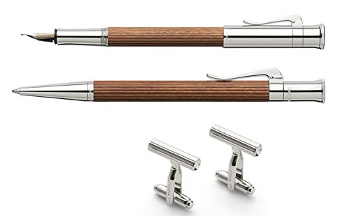 Graf von Faber-Castell 145546 - pióro wieczne i zestaw długopisów Classic Pernambuk, w zestawie spinki do mankietów i drewniane pudełko