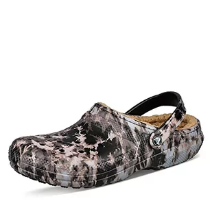 Crocs Unisex - klasyczne chodaki z podszewką Tie Dye | puszyste kapcie, Czarny tleniony barwnik, 36/37 EU - Kapcie damskie - miniaturka - grafika 1