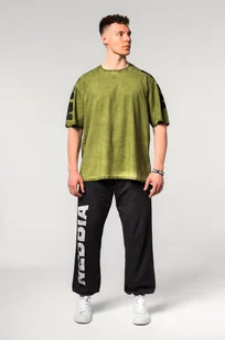 Koszulka męska Nebbia Washed-off Oversized T-shirt LIFTING CLUB Green M - Koszulki sportowe męskie - miniaturka - grafika 1