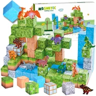 Klocki - KLOCKI MAGNETYCZNE KONSTRUKCYJNE KOSTKI 3D SZEŚCIANY BLOCZKI Zestaw DINO ŚWIAT 114 - miniaturka - grafika 1