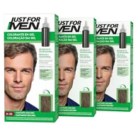 Farby do włosów i szampony koloryzujące - Just For Men Barwnik żelowy, farba do włosów brązowych mężczyzn, pokrycie tylko siwe włosy, przywracając oryginalny kolor dla naturalnego wyglądu - H35 (3 szt.) - miniaturka - grafika 1