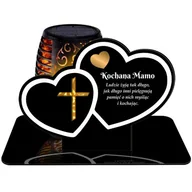 Lampiony i znicze - ZNICZ SOLARNY LED WIECZNY PODSTAWKA NA CMENTARZ GRÓB Serce EFEKT PŁOMIENIA DLA MAMY - miniaturka - grafika 1