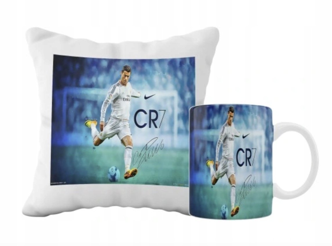 ZESTAW PODUSZKA + KUBEK Prezent CRISTIANO RONALDO CR7 + IMIĘ 5