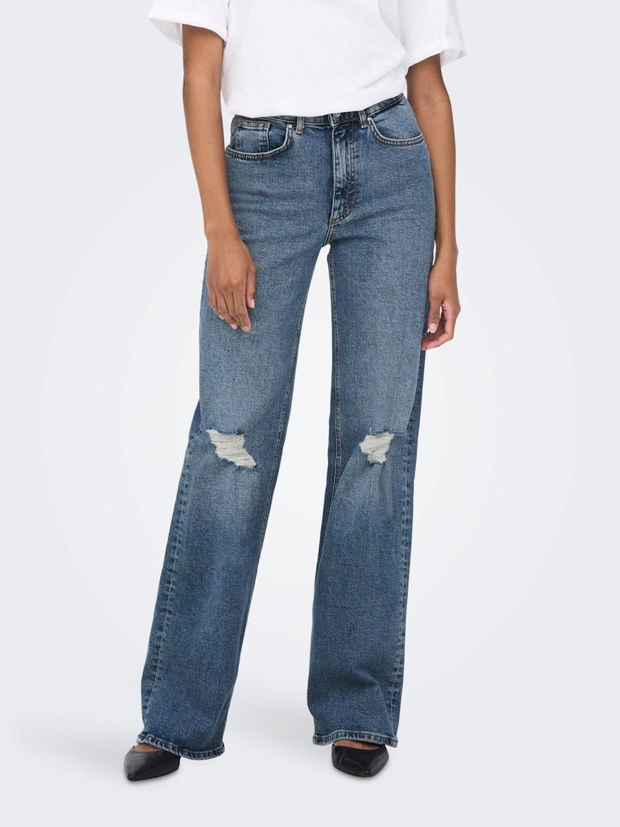 jeansy damskie only 15258252 juicy dark denim niebieski