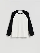 Koszulki męskie - Reserved - Longsleeve regular - złamana biel - miniaturka - grafika 1