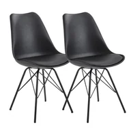 Krzesła - WOHNLING Krzesło do jadalni zestaw 2 sztuk czarne plastikowe krzesło kuchenne skandynawski design, krzesło muszelkowe z pokryciem z imitacji skóry, krzesło tapicerowane Krzesło tapicerowane - miniaturka - grafika 1