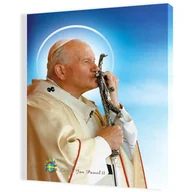 Ikony i obrazy sakralne - Obraz religijny na płótnie Święty Jan Paweł II całujący pastorał - miniaturka - grafika 1