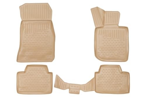 Element Dokładnie dopasowane dywaniki gumowe premium 3D pasujące do Ford Kuga (II, IIr) 2013-2016, 2017-2019, 4 szt. (beżowe)