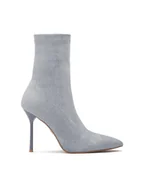 Botki damskie - Jasnoniebieskie botki z tkaniny - miniaturka - grafika 1