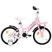 Rowery - vidaXL Rower dla dzieci z bagażnikiem 16 cali biało-różowy - miniaturka - grafika 1