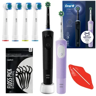 Oral-B Vitality Pro D103 Duo Black/Lilac Violet + 4 zamienne końcówki - Końcówki do szczoteczek elektrycznych - miniaturka - grafika 1