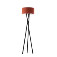 Lampy stojące - Czarna lampa podłogowa na trzech nogach z drewnianymi elementami ELX - miniaturka - grafika 1