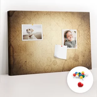 Szkolna Tablica korkowa 60x40 cm, Kolorowe Pinezki, wzór Stara mapa świata - Tablice i flipcharty - miniaturka - grafika 1