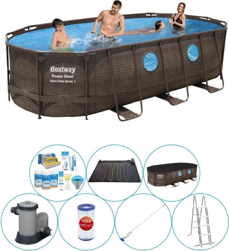 Zestaw basenowy - Bestway Power Steel Swim Vista Oval 549x274x122 cm