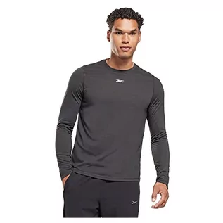 Koszulki męskie - Reebok Męska koszulka z długim rękawem, czarna, 2XL, Czarny, M - grafika 1