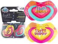 Smoczki uspokajające - CANPOL BABIES SMOCZEK SYMETRYCZNY NEON LOVE +18m - miniaturka - grafika 1