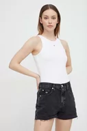 Koszulki sportowe damskie - Tommy Jeans top damski kolor biały - miniaturka - grafika 1