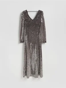 Reserved - Cekinowa sukienka maxi - beżowy - Sukienki - miniaturka - grafika 1