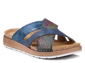 Klapki i japonki damskie - Klapki damskie letnie granatowe skórzana wkładka Inblu GS-52-38 - miniaturka - grafika 1