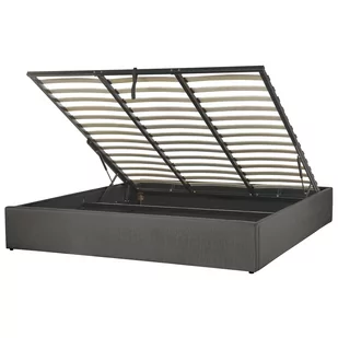 Beliani Łóżko szare tapicerowane podnoszony pojemnik 180 x 200 cm DINAN - Łóżka - miniaturka - grafika 1