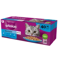 Mokra karma dla kotów - WHISKAS Adult saszetki 40 x 85 g Rybne Przysmaki - mokra karma dla dorosłego kota, w galaretce (kawałki z: łososiem, tuńczykiem, dorszem, białą rybą) - miniaturka - grafika 1