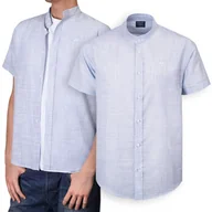 Koszule męskie - KOSZULA Męska w PASKI z Krótkim Rękawem LNIANA Regular Fit 2XL Pako Jeans - miniaturka - grafika 1
