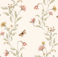 Tapety - Tapeta w Kwiaty Flower Story Beżowa - miniaturka - grafika 1