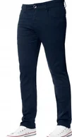 Spodnie męskie - Kruze Dnm Granatowe Spodnie Casual Proste Długie na Zamek 46s Jyd - miniaturka - grafika 1
