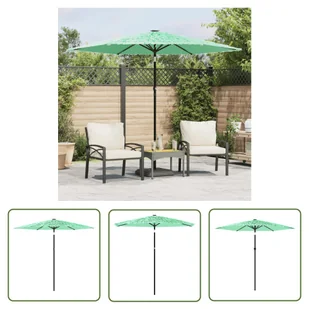 The Living Store Parasol ogrodowy na stalowym słupku - zielony - 268x268x226 cm - Parasol Ogrodowy - Parasole ogrodowe - miniaturka - grafika 1