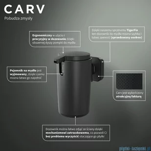 Tiger Carv Dozownik na mydło 175 ml Czarny 800252 | - Wieszaki łazienkowe - miniaturka - grafika 4