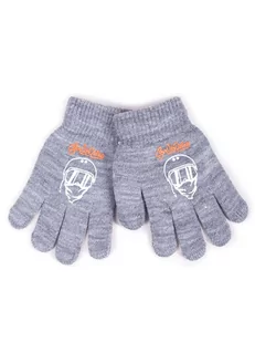 Rękawiczki Chłopięce Pięciopalczaste Szare Z Goglami 12 Cm Yoclub - Rękawiczki dla dzieci - miniaturka - grafika 1