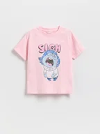 Koszulki dla dziewczynek - Reserved - Bawełniany t-shirt Disney - pastelowy róż - miniaturka - grafika 1