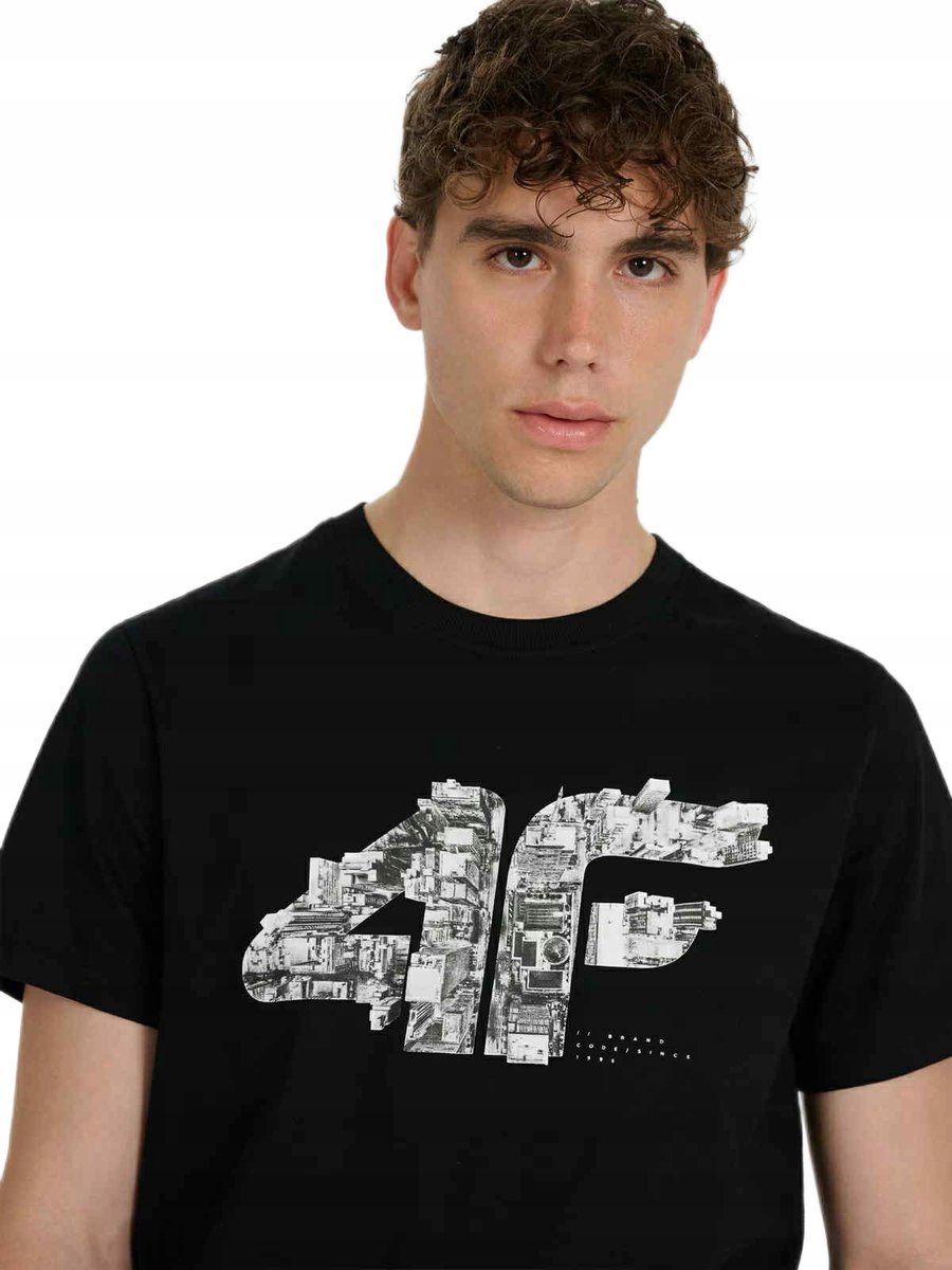 KOSZULKA MĘSKA 4F GŁADKA TSHIRT BAWEŁNA LATO M3132 CZARNA r. XXL