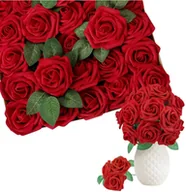 Sztuczne kwiaty - Bukiet czerwonych róż zestaw 25szt dekoracyjne sztuczne kwiaty róże - miniaturka - grafika 1