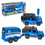 Samochody i pojazdy dla dzieci - POLICJA Z PRZYCZEPĄ WÓZ POLICYJNY ZESTAW AUTO KOŃ ZESTAW DO ROZKRĘCANIA - miniaturka - grafika 1