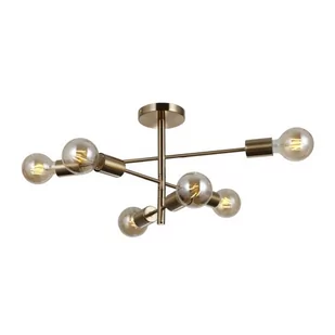 Industrialna lampa sufitowa Piansi PND-4025-6-HBR Italux molekuły mosiądz - Lampy sufitowe - miniaturka - grafika 1