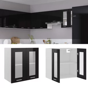 vidaXL Szafka kuchenna, wysoki połysk, czarna, 60x31x60 cm, płyta - Szafki kuchenne - miniaturka - grafika 1