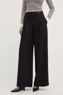 Armani Exchange spodnie z domieszką wełny kolor czarny szerokie high waist 6DYP18 YN1XZ - Spodnie damskie - miniaturka - grafika 1