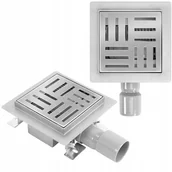 Odwodnienia, kanały i akcesoria - Odpływ punktowy Rea Cross nikiel szczotkowany 15x15cm - Dodatkowo 5% rabatu na kod REA5 - miniaturka - grafika 1