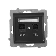 Gniazdka elektryczne - Ospel Gniazdo telefoniczno - komputerowe SONATA czarny - miniaturka - grafika 1